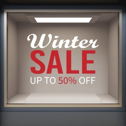 Winter Sale red-white Αυτοκόλλητο Βιτρίνας